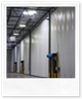 A view of multiple power roll up doors