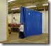 Curtains roll side to side to allow quick access