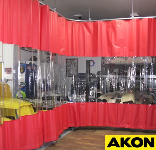 industrial divider curtain with clear panel
