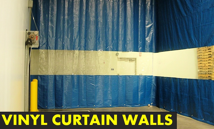 Partition using a vinyl curtain wall