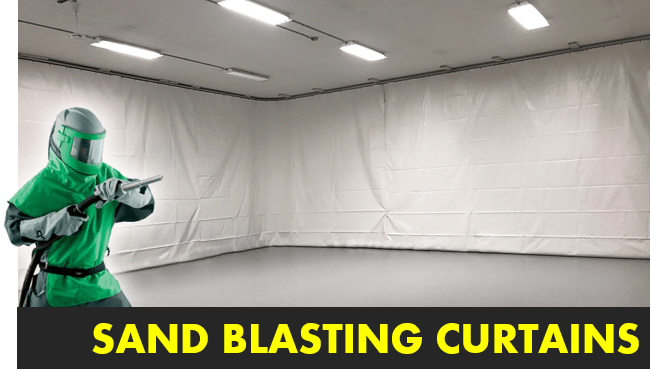 sand blasting curtains for enclosures