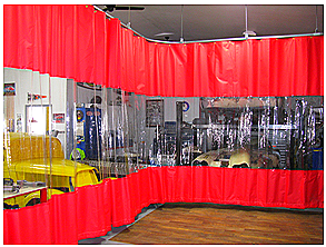 red-garage-divider-curtain red-garage-divider-curtain