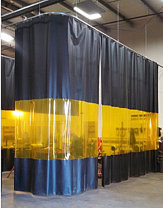 black and yellow welding curtain