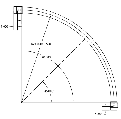 radius corner 90 degree 24inch