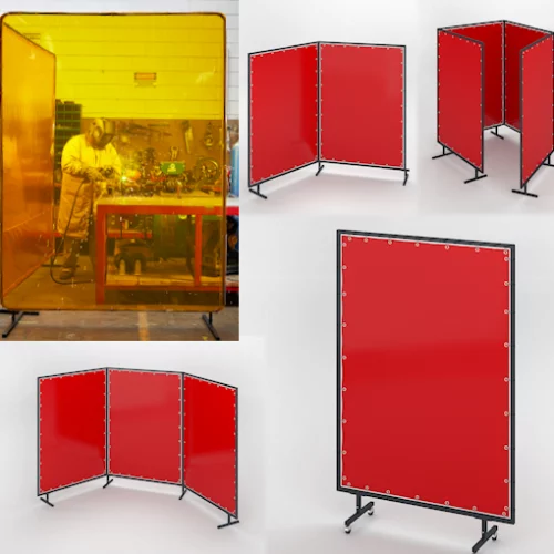 welding curtains and screens with frames and casters