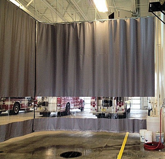 1 Color: Blue - 18 oz Fire Rated Curtain Hardware Included Threaded Rod Kit Width 14 ft Strip-Curtains.com: Warehouse Divider Industrial Curtain X Height 10 ft