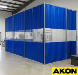 AKON Effective sound barrier curtains minimizing echoes in large indoor facilities