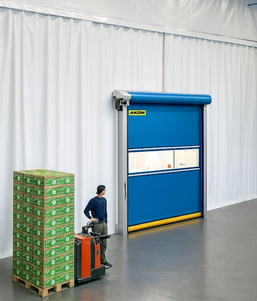 highspeed roll up door with curtain wall