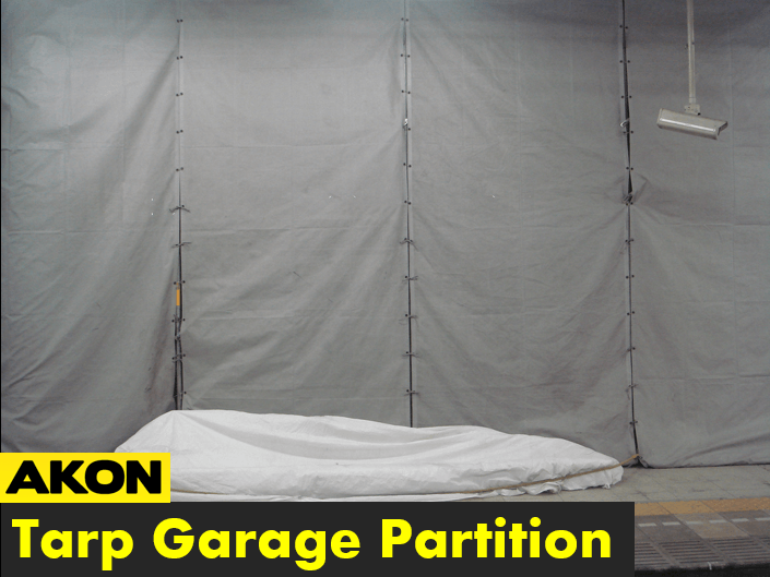 using a tarp garage partition idea