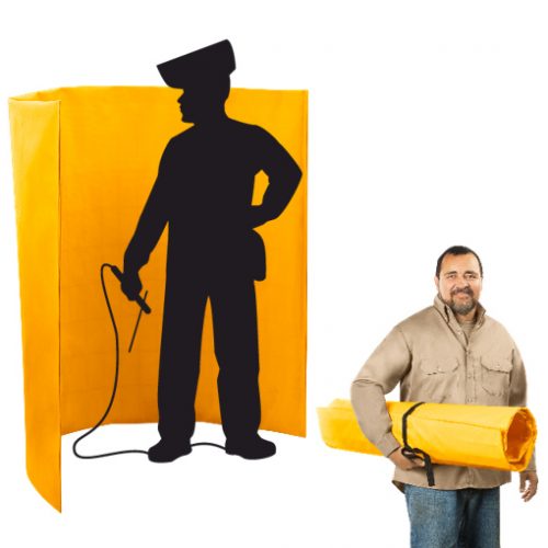 Fold up welding screens for field techs