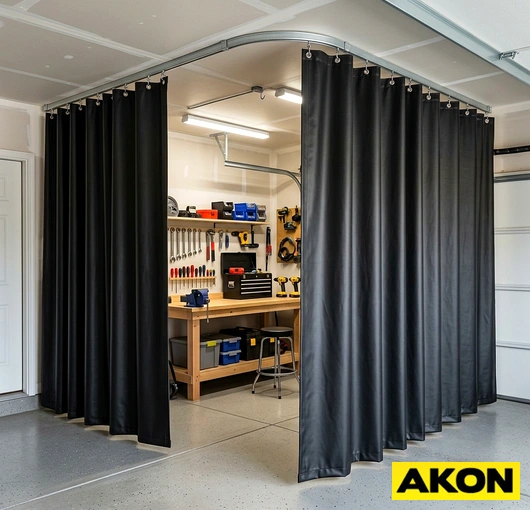 Custom garage curtain divider