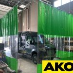 Wash bay curtain for bus