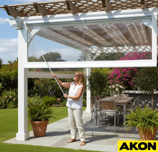 Roll-up clear curtains provide weather protection while maintaining full visibility.(3)