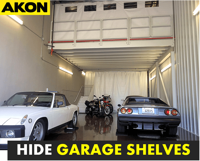 Privacy Curtains For Garage Shelves, How To Hide Shelves In Garage