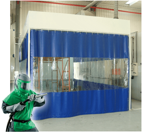 sand blasting curtain rooms