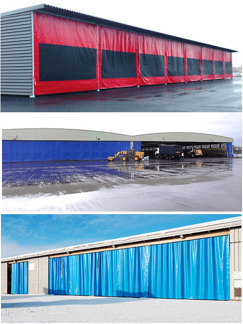 large outdoor industrial commercial curtains