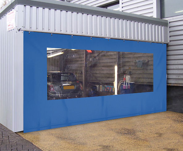 clear garage door curtain