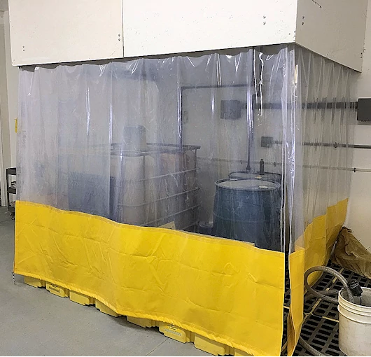 chemical wash down containment curtains