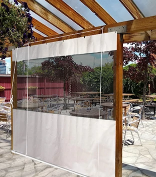 curtain with clear panel roll up
