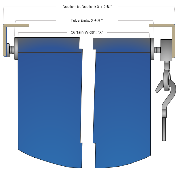 roll up crank curtain dimensions