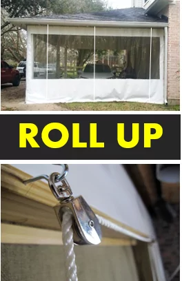 roll up outdoor clear curtains