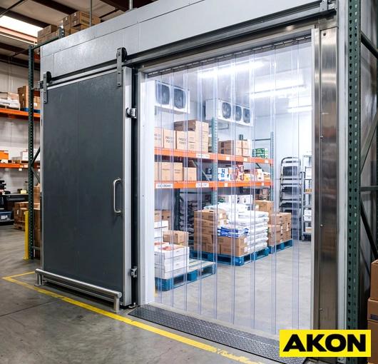 Industrial strip door freezer curtains