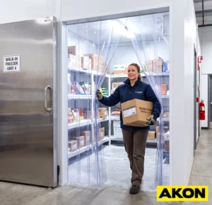 Protective walk in freezer strip curtains