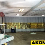 welding curtain that divides the shop