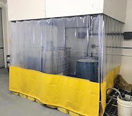 chemical containment curtains splashing