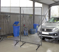 portable moveable wash containment screens