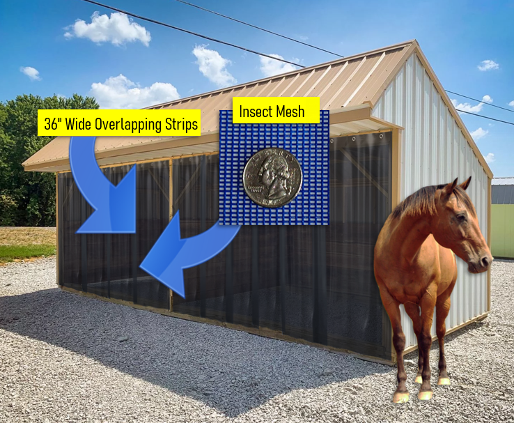 mesh livestock curtains run in sheds barns