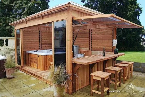 outdoor hot tub pergola