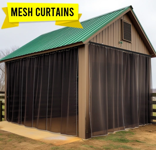 mesh livestock shed curtains horses and cows