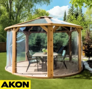 clear tarp panels for winter on round gazebo