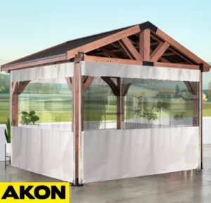 gazebo curtains with clear window panel