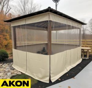 gazebo enclosure with plastic tarp walls