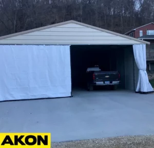 large outdoor curtain to cover garage door opening