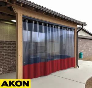 side to side rolling outdoor curtain with clear window