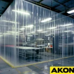 industrial clear curtain enclosure to contain spray and dust