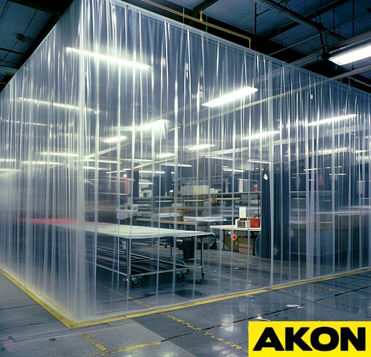 industrial clear curtain enclosure to contain spray and dust