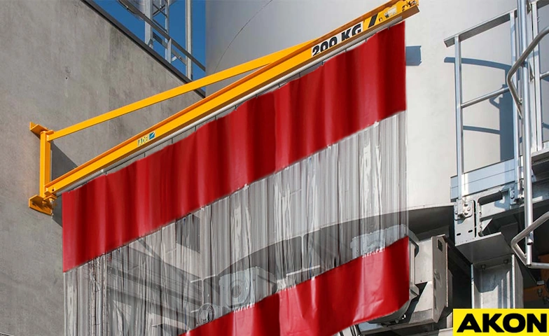 retractable swing away industrial curtain