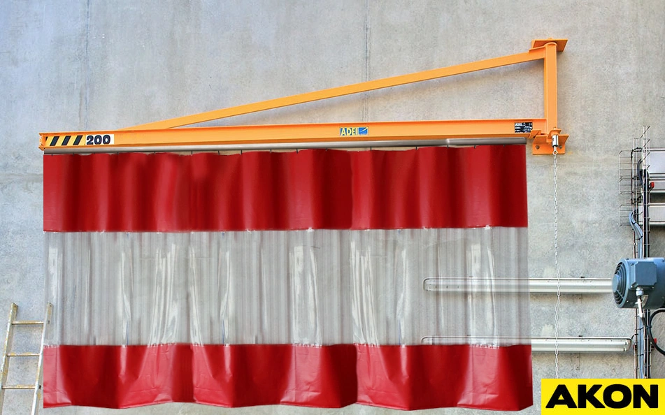 rotating industrial curtain that moves out of the way