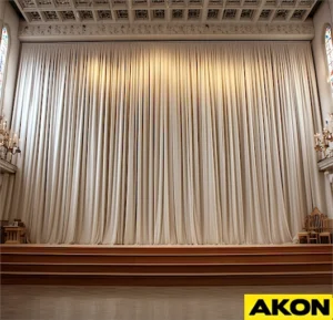 AKON Long backdrop curtains used for decorating church interiors and ceremonies