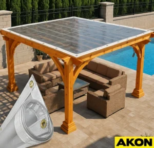 AKON Stylish pergola roof panels allowing sunlight yet protecting from storms