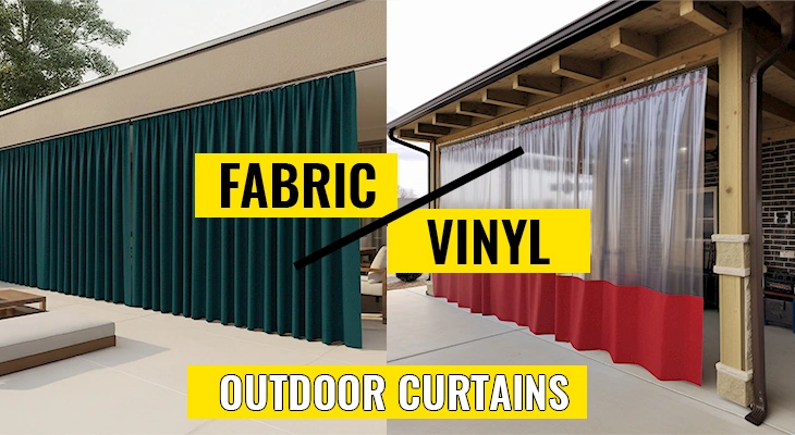 Retractable outdoor curtains made of durable vinyl and fabric materials by AKON