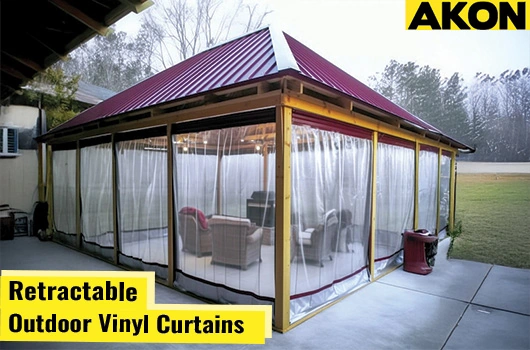 Retractable outdoor curtains made of durable materials by AKON