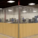 Create a Lean Manufacturing Layout Using Curtain Walls to divide production zones, organize workstations, and improve efficiency in a modern facility