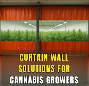 Curtain wall enclosure used in cannabis grow facility for crop separation and contamination control