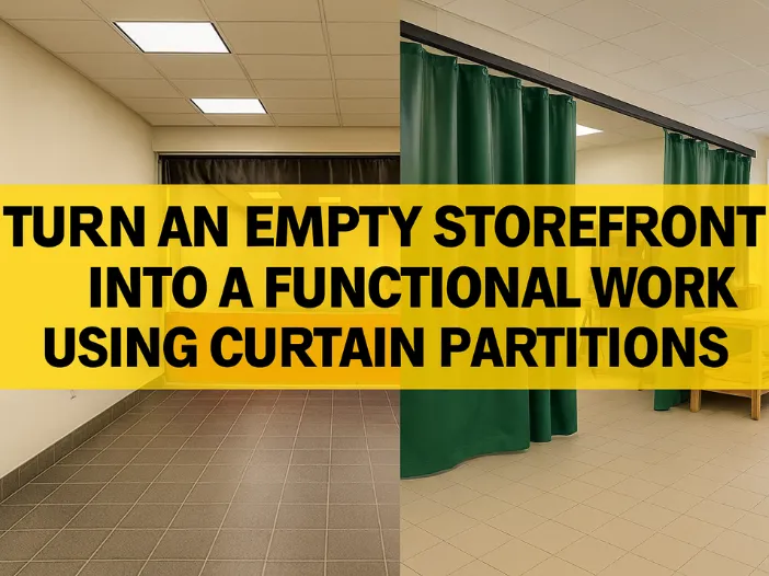 How to turn an empty retail storefront into a functional workshop using curtain partitions for fast, affordable space conversion