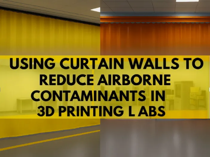 Using Curtain Walls to Reduce Airborne Contaminants in 3D Printing Labs, curtain walls for labs, 3D printing lab safety, airborne contaminant control, industrial curtain walls, 3D printing air filtration, lab partition walls, VOC control in 3D printing, ultrafine particle control, clean air solutions for labs